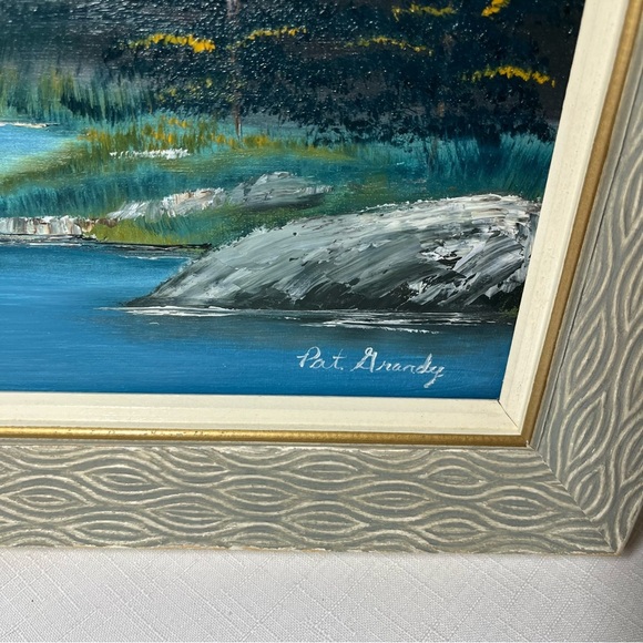 Vintage original oil painting. Mountains. Trees. Landscape. Pat Grandy - Picture 2 of 8